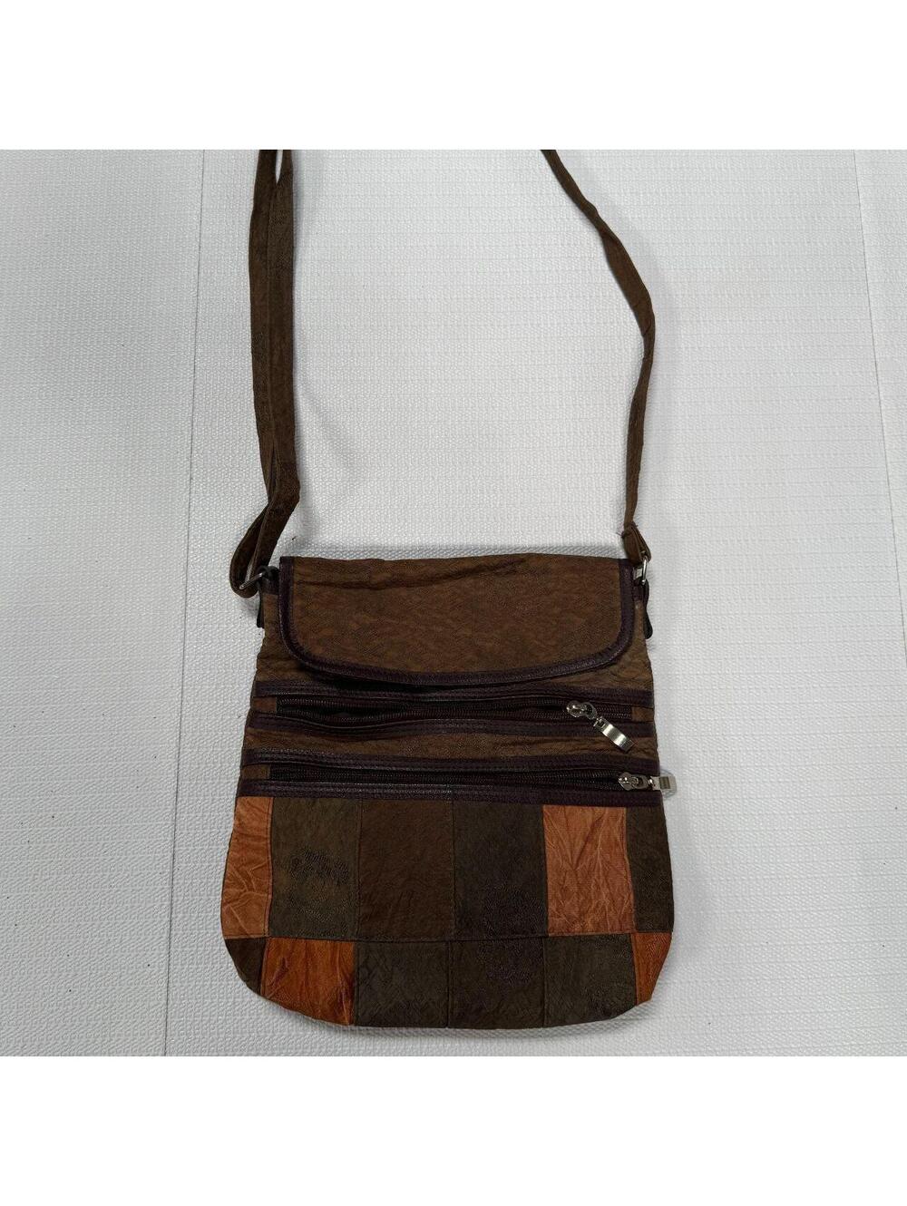 Unbranded Brown Patchwork Crossbody Bag OS